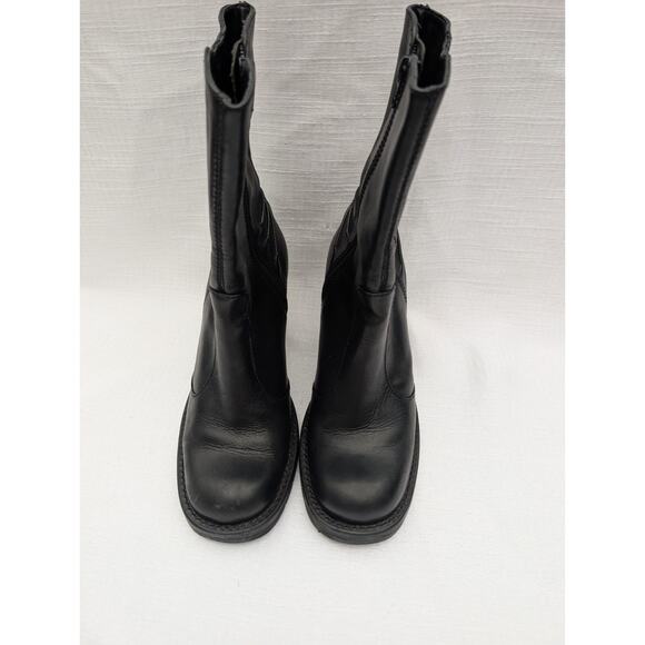 Steve Madden Womens Kinko Black Leather Mid Calf Boot 7.5 Witchy Heel Whimsigoth - Picture 3 of 9